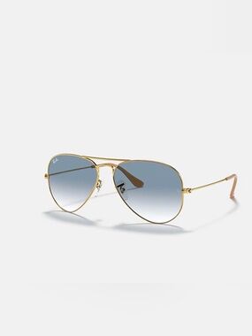 Ray-Ban RB3025 Gold Frame Aviator Blue Gradient Lens Like New